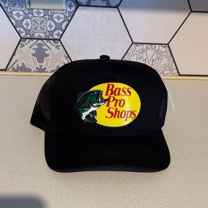 NWT Bass Pro Shops Black Cap with Yellow Logo